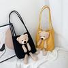 New Female Student Crossbody Versatile Shoulder Canvas Bag Female Popular Cute Bear Bag