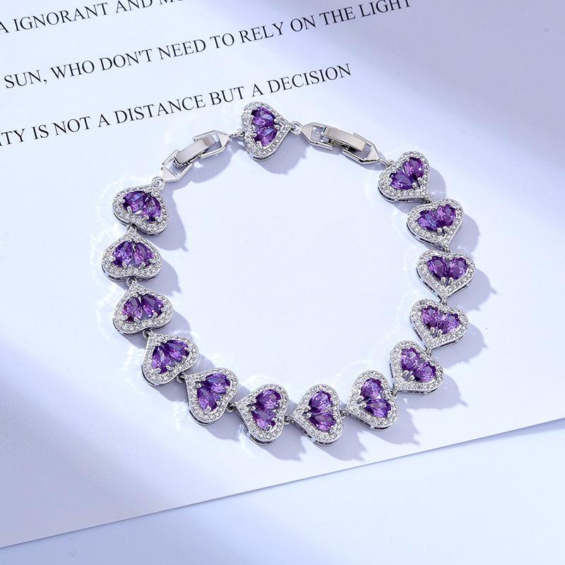 Water Drop Love Zircon Bracelet Copper Platinum Plated 17.5Cm Long Free Extension Buckle Color Treasure Bracelet