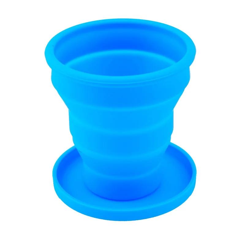Portable Silicone Retractable Folding Cup with Lid Outdoor Telescopic Collapsible Drinking Cup Travel Camping Water Cup