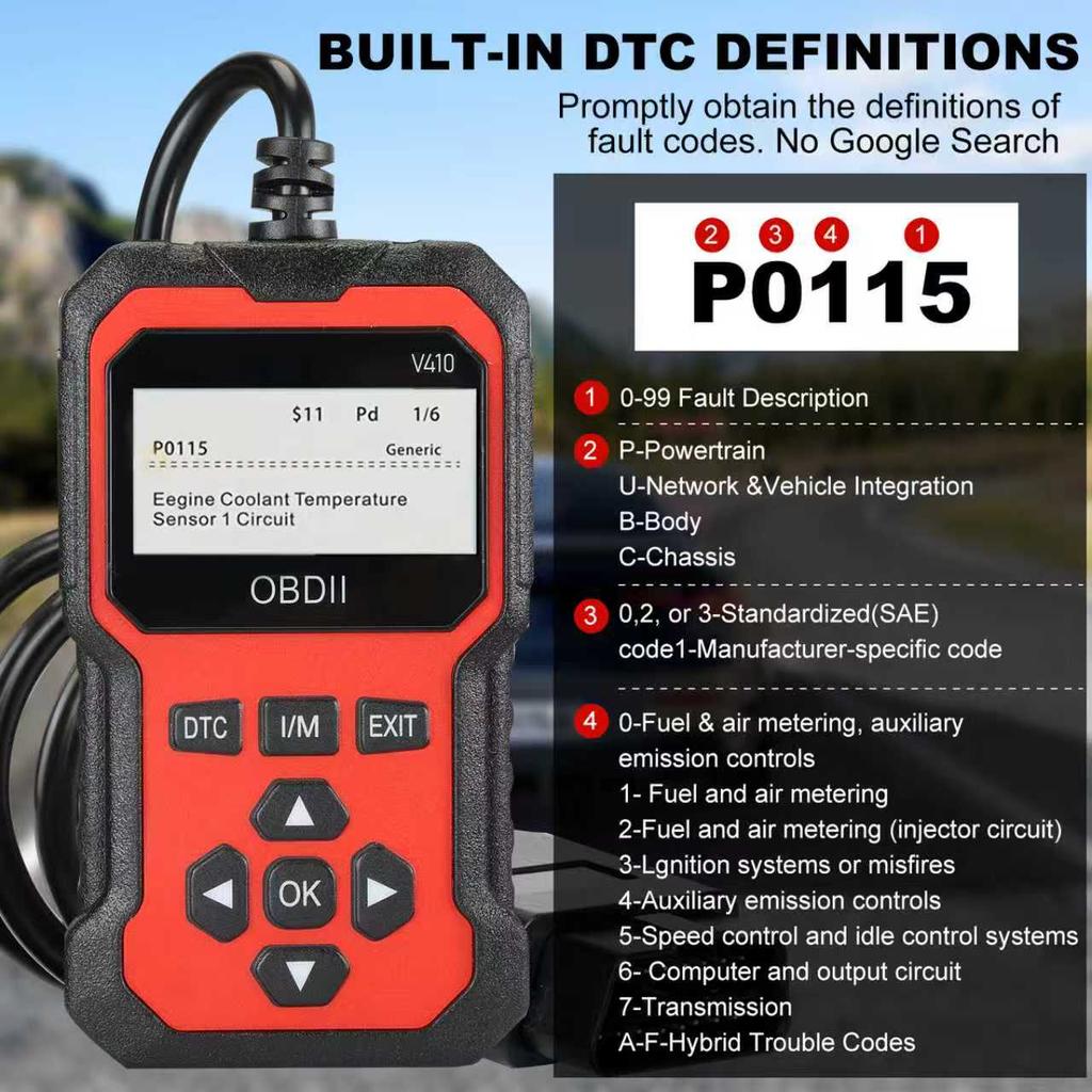 V410 OBD2 Diagnostic Scanner Car Code Reader Vehicle Health Inspection Tool Auto Code Reader Scanner Code Readers 4