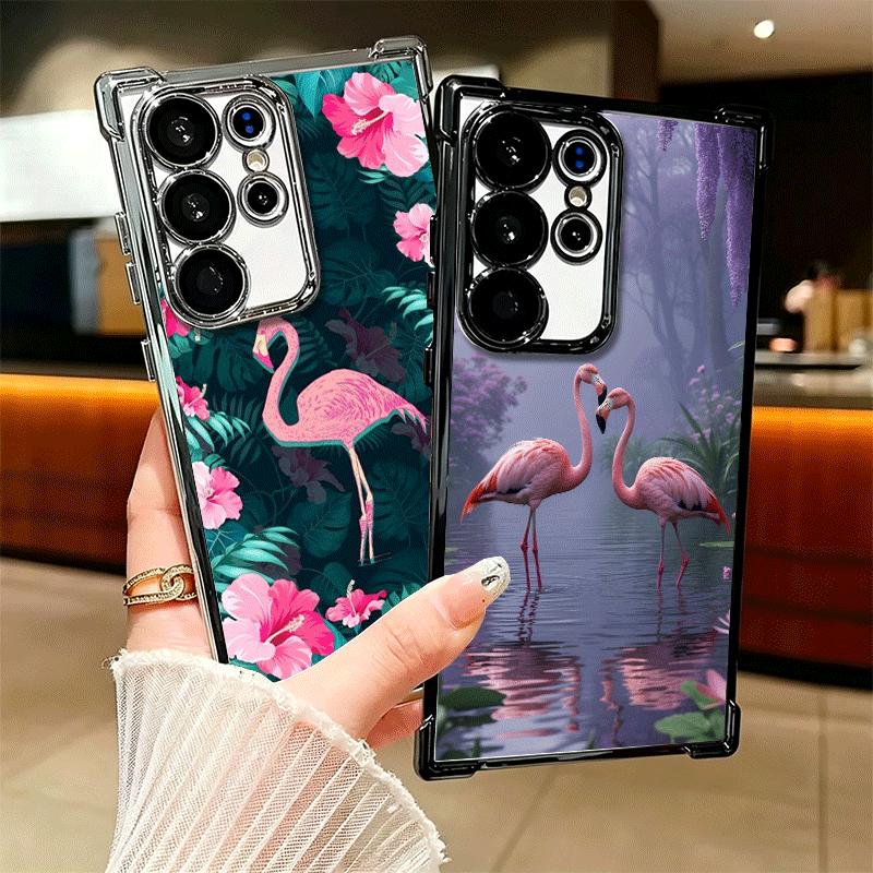 Pink Red Dreamy Flamingo Soft Phone Case For Samsung Galaxy S26 Ultra S25 Edge S24 FE S23 Plus S22 S21 + S20 Plating Anti-Fall F