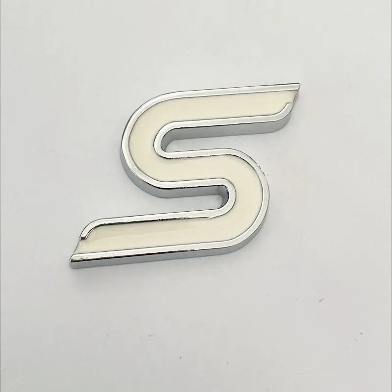 PLL18 3D Metal S Logo Front Grille Emblem Badge Car Rear Trunk Stickers For Ford Focus Fiesta Escape Ecosport Kuga Mondeo Accessories