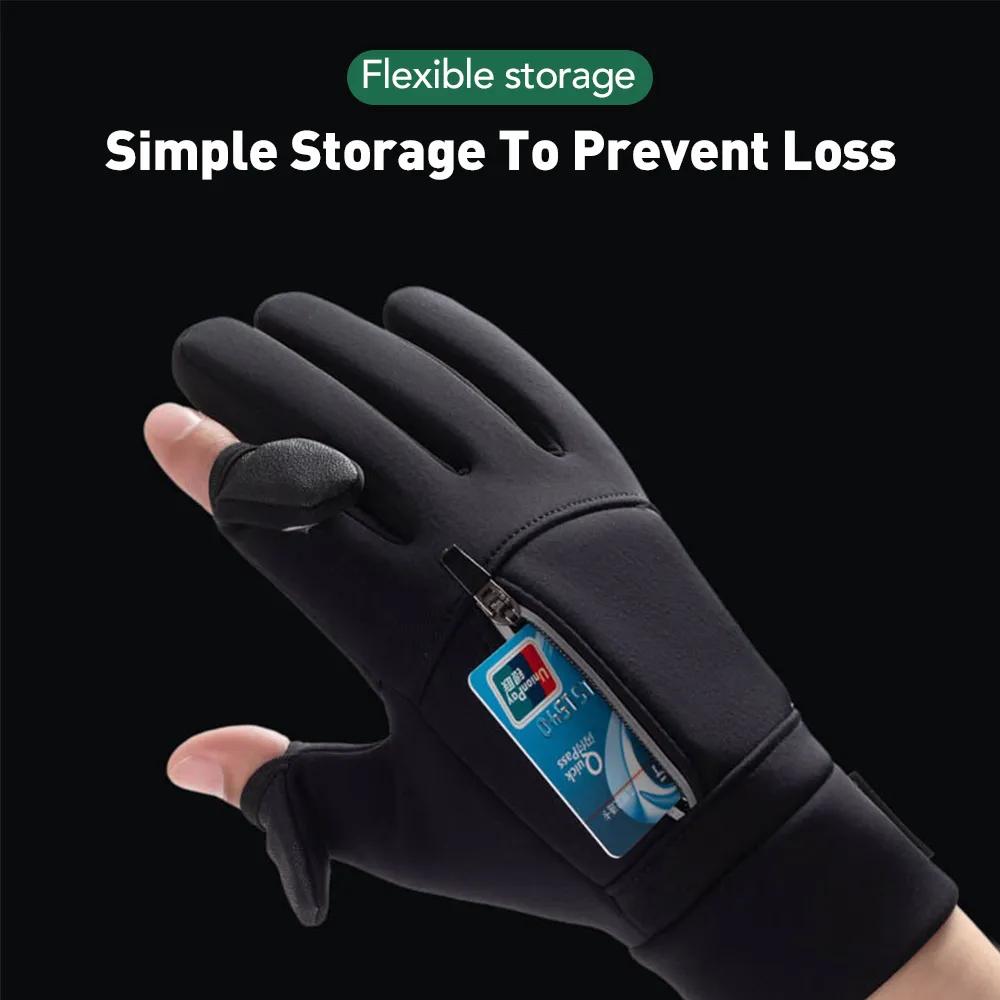 Winter Gloves for Fishing 2 Finger Flip Waterproof Windproof Touch Screen Men Women Warm Thermal Fish Angling Gloves Accessory