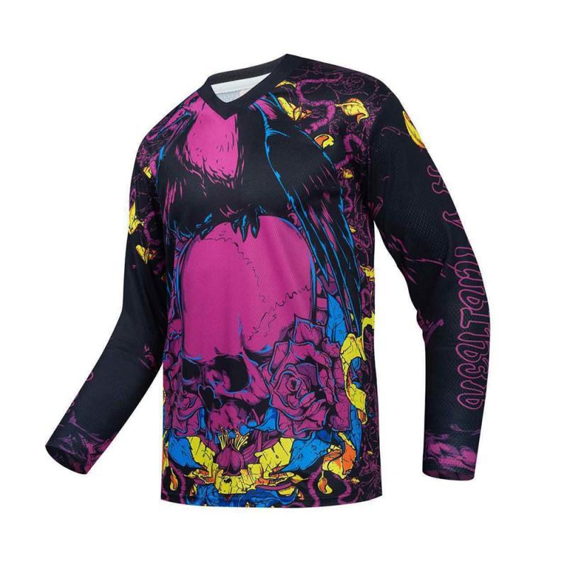 Personalized Skull-headed Downhill Suit Breathable Quick-dry Mountain Cross-country Motorcycle Riding Long-sleeved T-shirt Bicycle Shirt