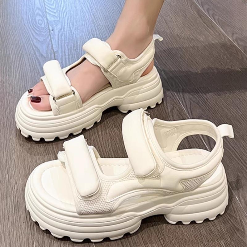 Fashion Women Open Toe Thickening and Increasing Height Sandals Wear Resistant Flat Fashion Non-slip Summer Solid Color Women Sandals