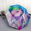 1pc Rainbow Hair Anime Girl Outdoor Umbrella - Automatic Opening/Closing, Portable 3-Fold Design with 8 Iron Ribs - Perfect Gift for Fans, Travelers,