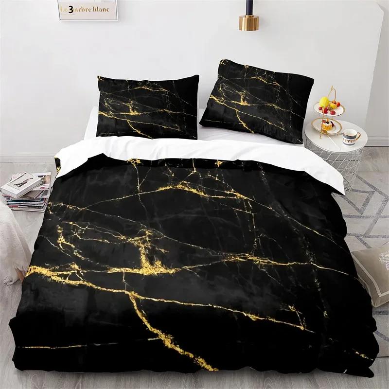 Marble Duvet Cover Microfiber Geometric Pattern Bedding Set Abstract Comforter Cover Full King For Kids Teen Adult Bedroom Decor