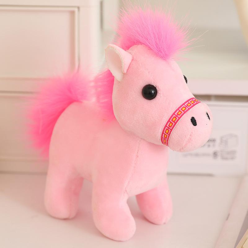 Cute Fluffy 12Cm Pull Rope Wag Tail Horse Plush Toy Keychain Cartoon Soft Stuffed Doll Pendant Car Key Backpack Bag Accessories