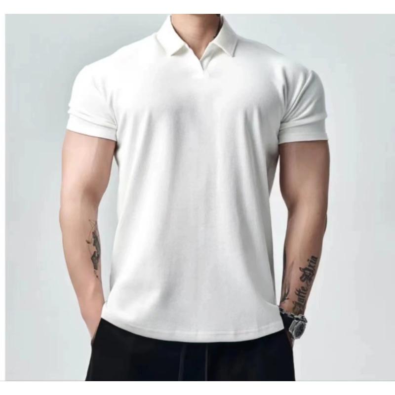 Men's Black Slim Fit Polo Shirt Casual Short Sleeve Streetwear Top
