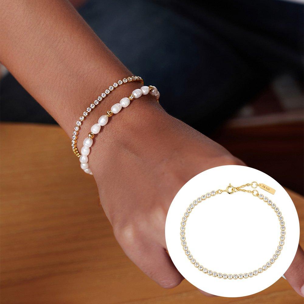 [Infinite El worn] Low Bezel Set 925 Silver Bracelet B058-06G