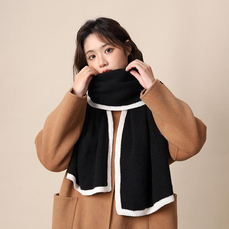 New Red Birthday Christmas Gift for Girls Scarf for Girls Winter Thickened Warm High-end Solid Color Student Scarf