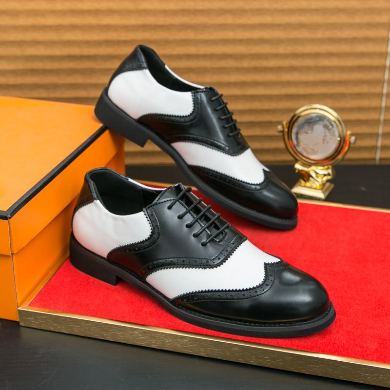 Fashion Size 38-46 Classic Men Block Shoes Luxury Comfortable Fashion Brand Leather Shoes British Lace up Business Banquet Dress Shoes