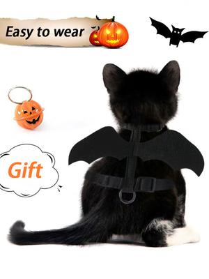 Halloween Cat Cosplay Bat Costume Wings Black Cute Harness Costume Wings with Leash Cats Accessories Pet Party Festival Supplies