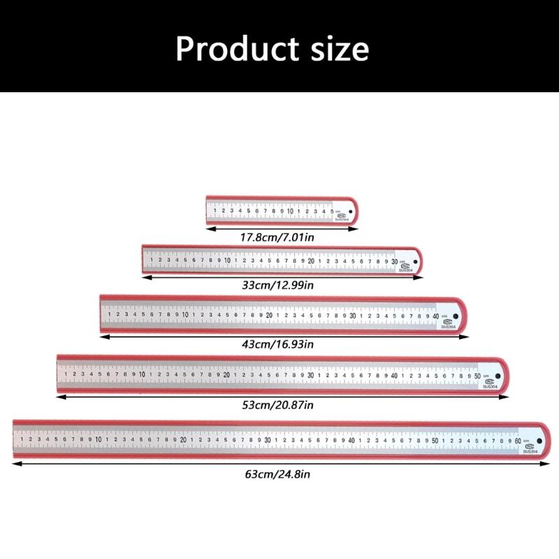Professional 304 Stainless Steel Measuring Ruler With Lasering Etched Marking For Engineering Accurate Measurements