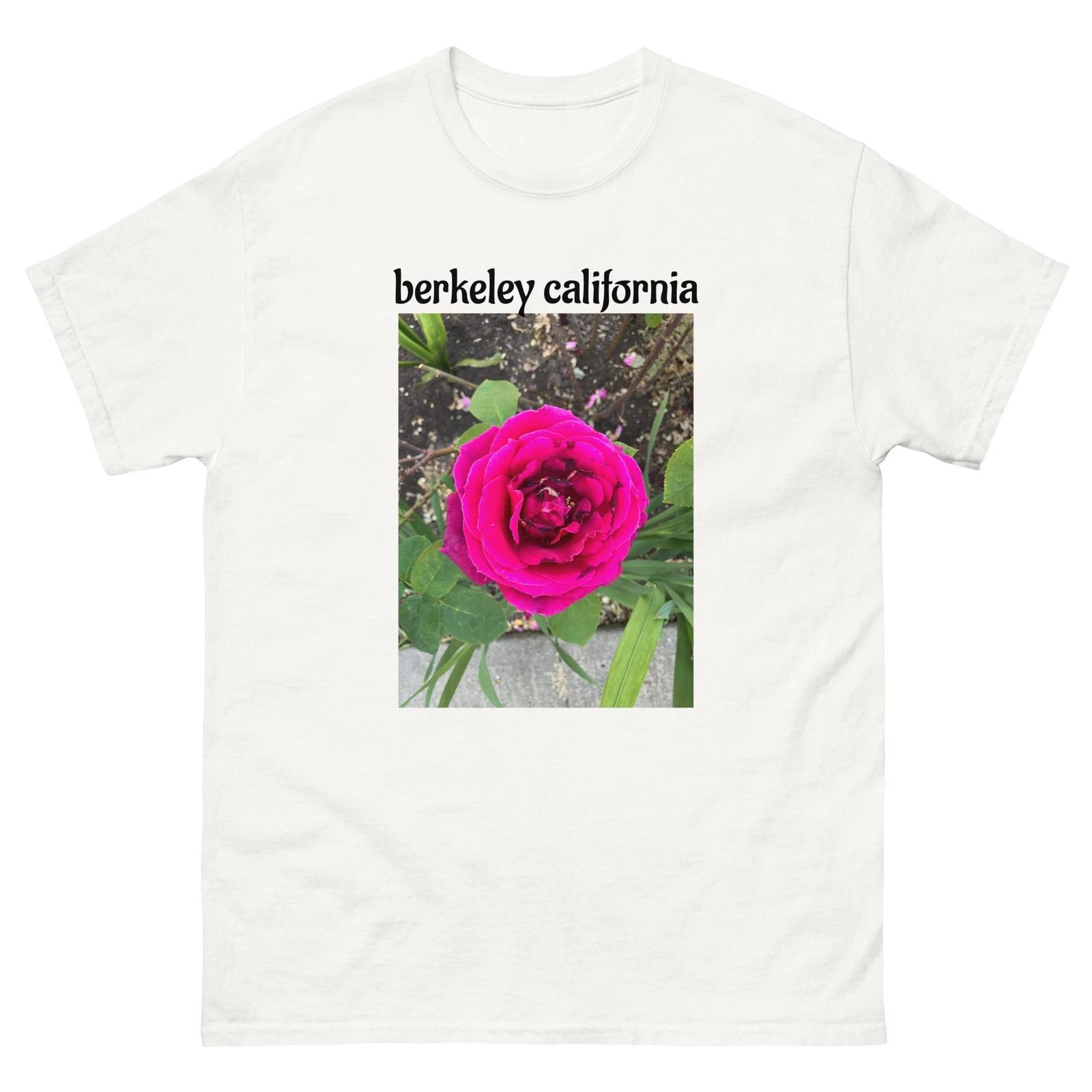 Berkeley California Rose Flower unisex classic cotton white tee shirt t-shirt XL