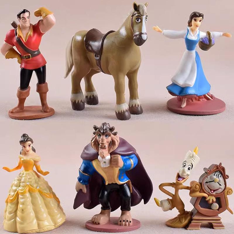 6Pcs/Set 6-10cm  Beauty And The Beast Cartoon GK Model Decor Doll Collection Statue Fashion Adorable Toys Kids Gift