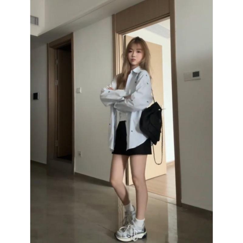Women s Summer 2026 Loose Fit Long Sleeve Bow Print Light Blue Striped Sun Protection Shirt XL синий
