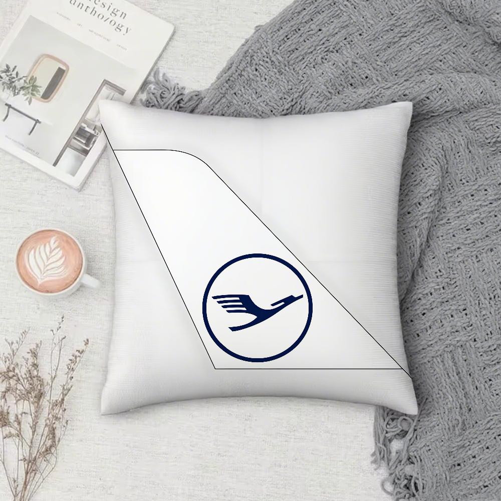

L-LufthansaS German Airlines Pillow Case Square Double-Sided Printing Short Plush Sofa Cushion Cover Bedroom 12x12Inch