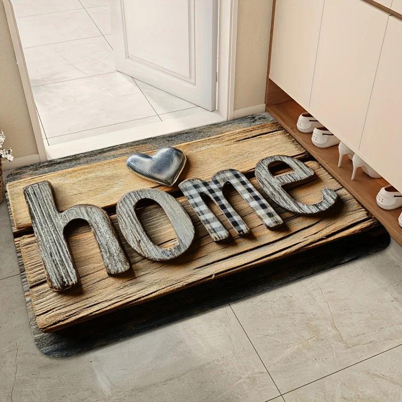 Retro Wooden Sign Pattern 3D Doormat Halloween Decorative Mat Indoor and Outdoor Anti-slip Universal Mat