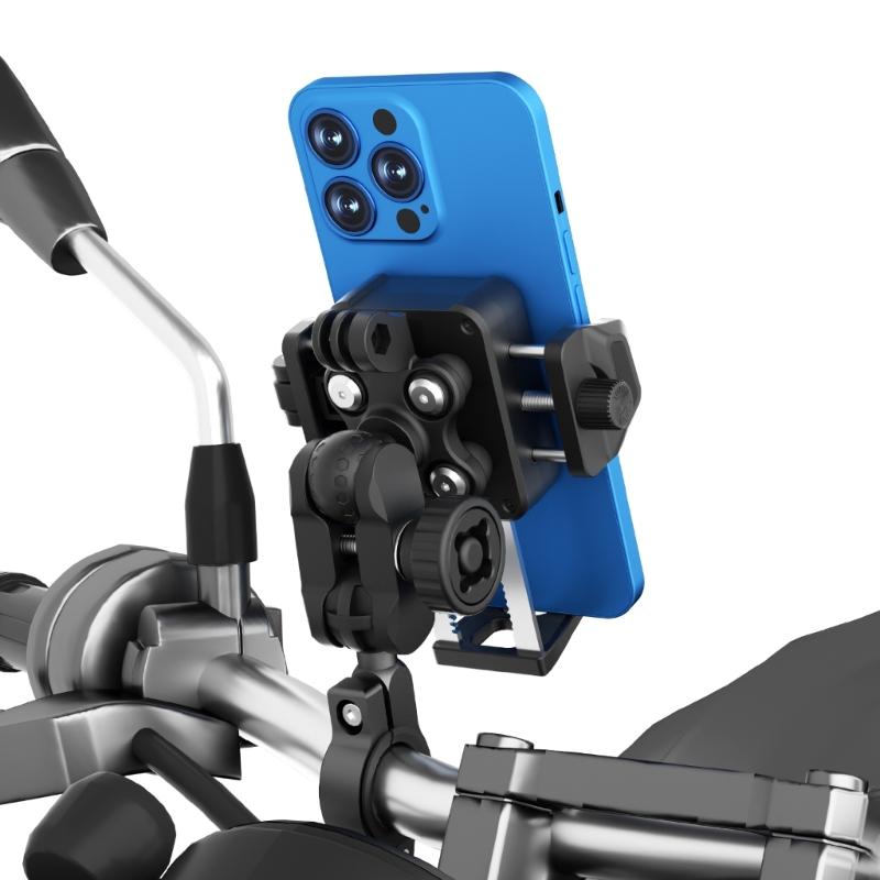 Motorcycle Phone Mount Holder Motorcycle Cellphone Mount, Bike Phone Handlebar Clamp with Anti Theft Lock