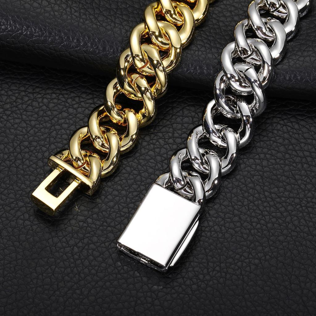 European & American 16mm-22mm Full Diamond Hip Hop Cuban Link Men's Fashion Zirconia Necklace