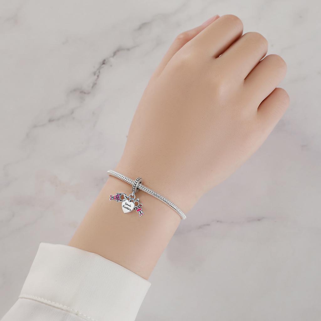 copper Charm Bead Charms Authentic Sister Family Friendship Pendant Bead Charms Compatible With Bracelets Jewellery Diy Women Fine Gift Accessory