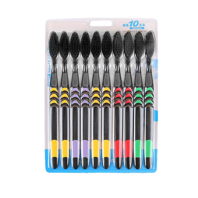 

10PCS/Pack Soft Bamboo Charcoal Nano Toothbrush Black Tooth Brush Dental Personal Teeth Care 10pcs/set чорний