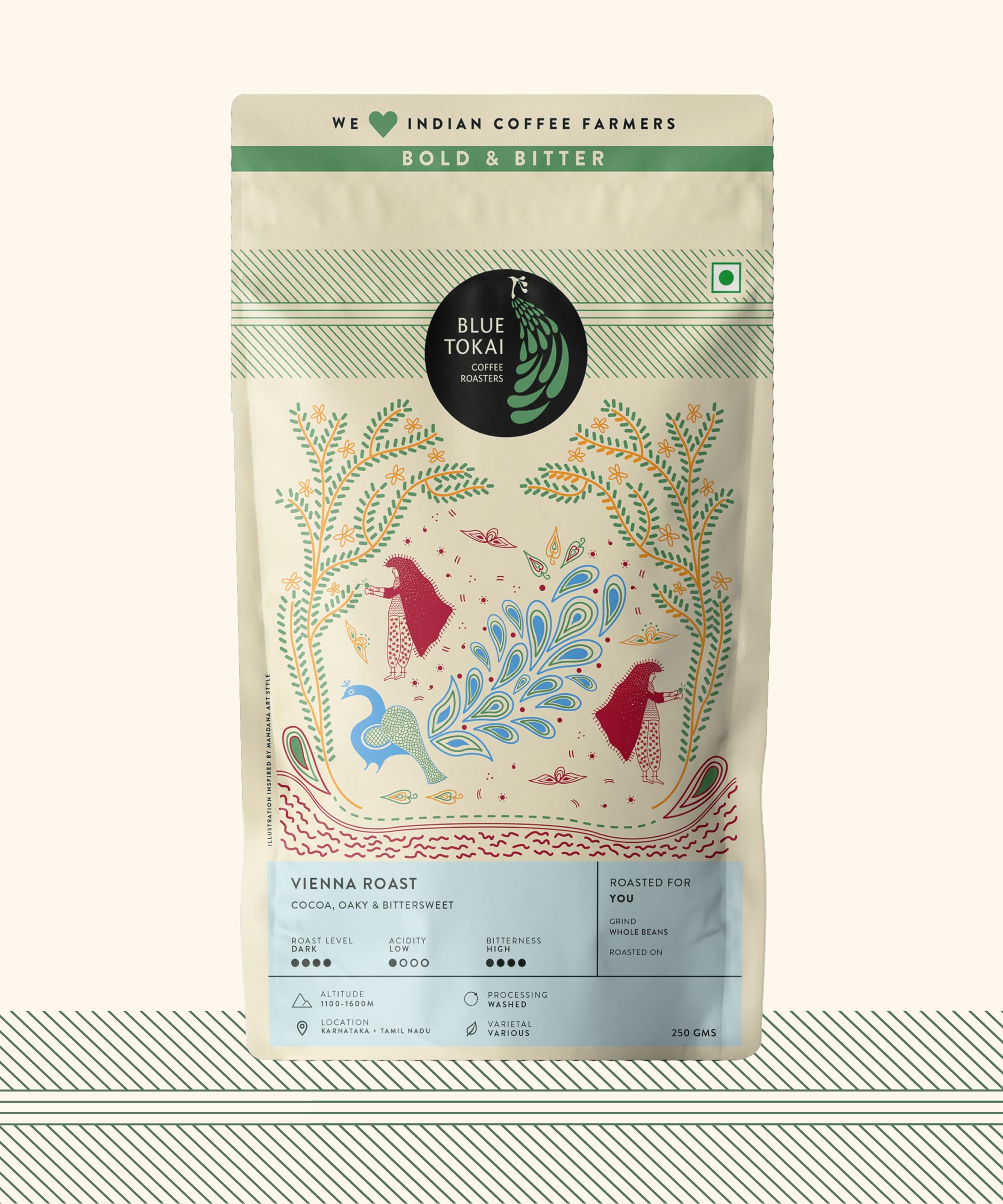 Blue Tokai Coffee Roasters Vienna Roast - Dark Roast | Whole Beans 250g | Single Origin Whole Coffee | 100% Arabica Beans | Specialty Coffee | Fres