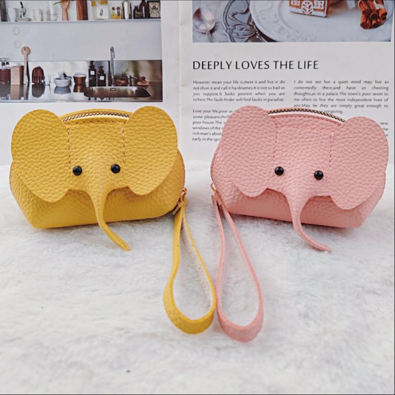 Pu Leather Elephant Money Bag Women Coin Purse With Key Ring Multifunctional Zipper Storage Bags Key Case