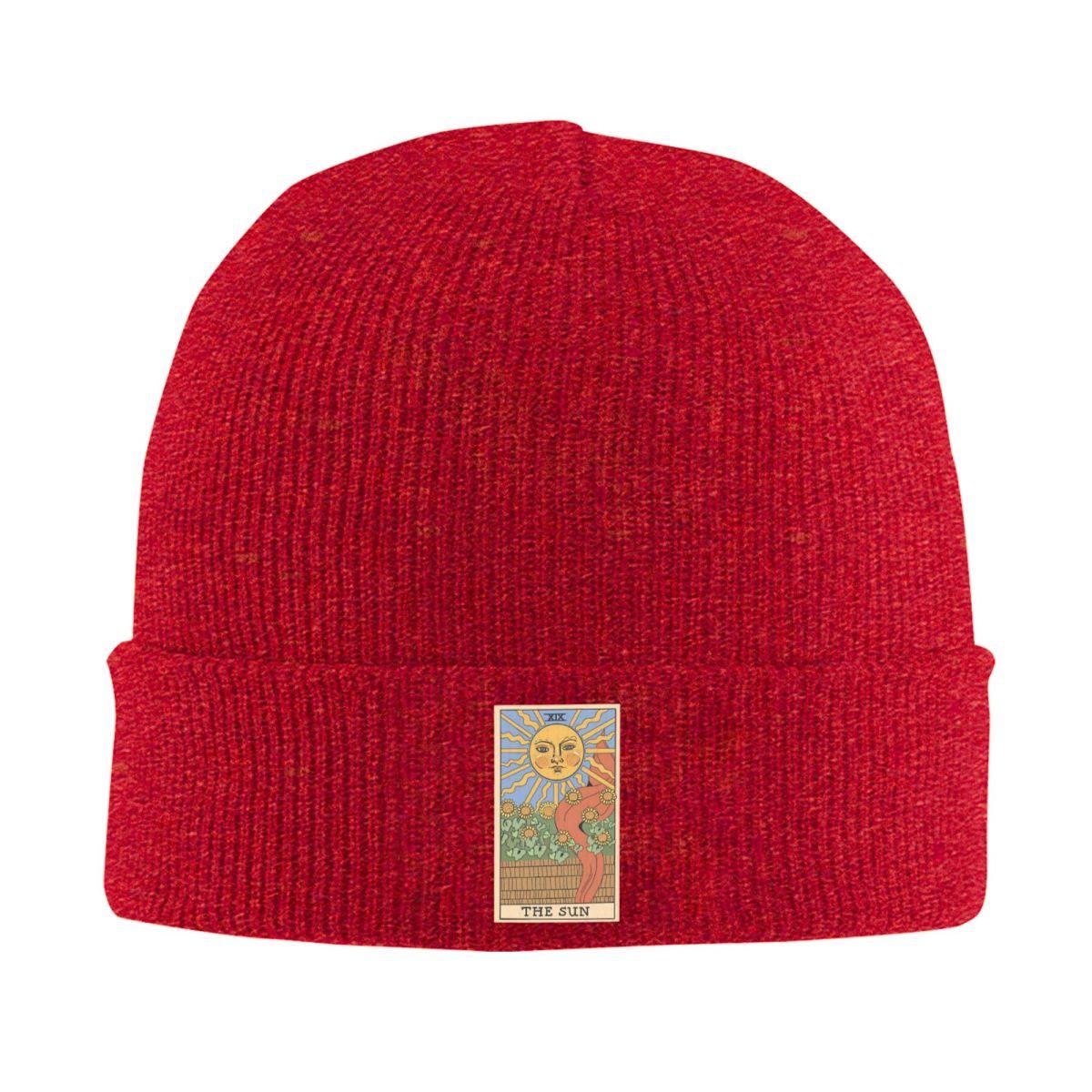 

The Sun Tarot Card Warm Knitted Cap Fashion Bonnet Hat Autumn Winter Outdoor Beanies Hats for Unisex Adult One Size