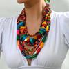 Vintage Bohemian Style Multi-layer Colorful Wooden Beads Hand-beaded Necklace For Women Trend 2025 Casual Party Jewelry