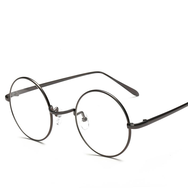 Retro Round Eyeglass Frames: Trendy Korean Style for Men & Women, Full-Rim Metal Design, Ideal for Myopia or Decorative Use.