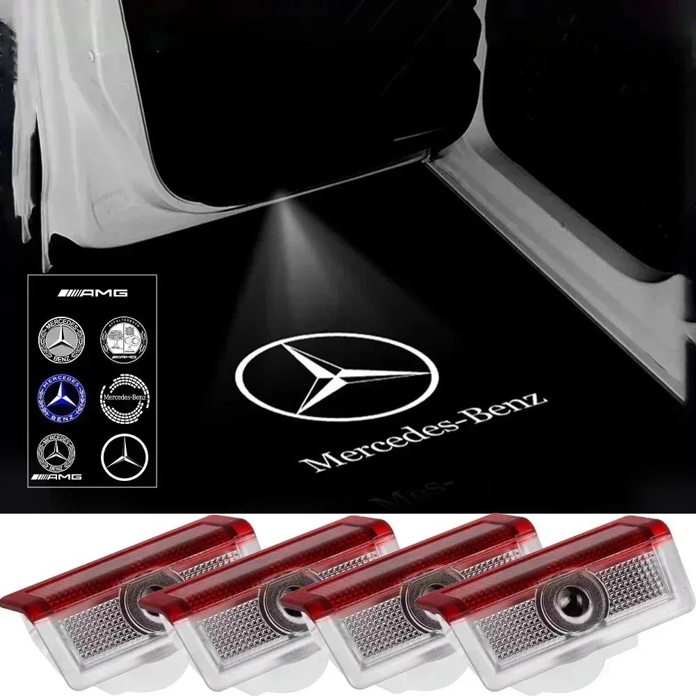 C200 E200 New For Mercedes Benz 4Pcs Car Door Courtesy Light HD Welcome Lamp For Mercedes Benz Coupe C180 C63 W204 W205 X164 GLC