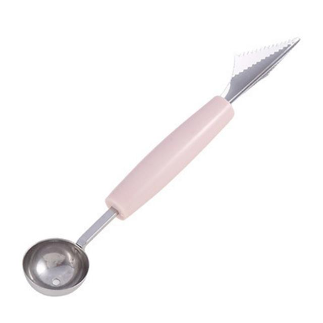

Stainless Steel Fruit Carving Knife Melon Baller Ice Cream Scoop Watermelon Cutter Multifunctional Fruit Separator Kitchen Tool рожевий