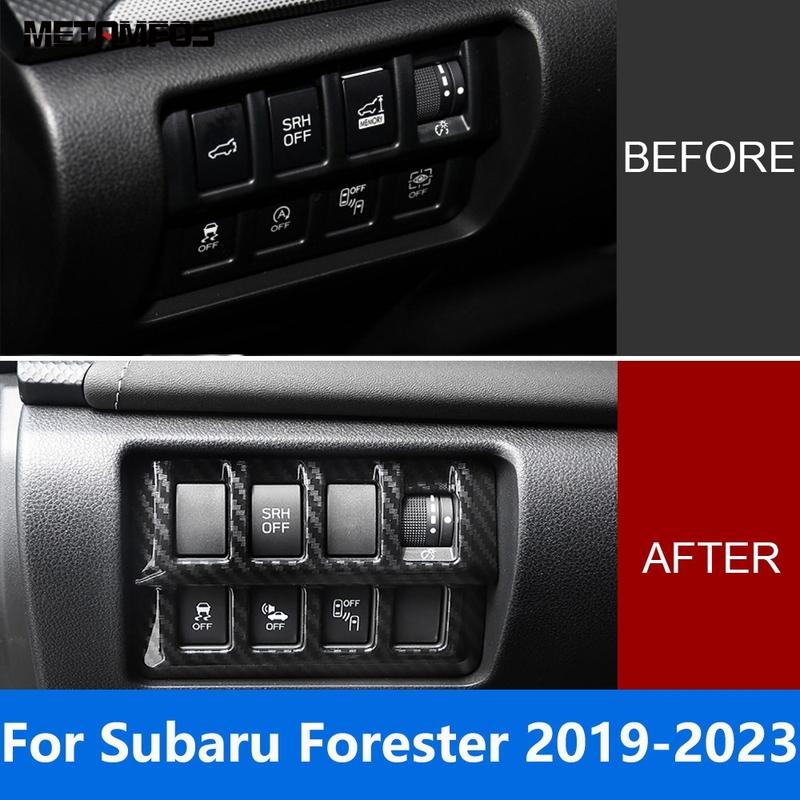 For Subaru Forester SK Carbon Fiber Head Light Lamp Switch Button Panel Cover Trim Car Accessories