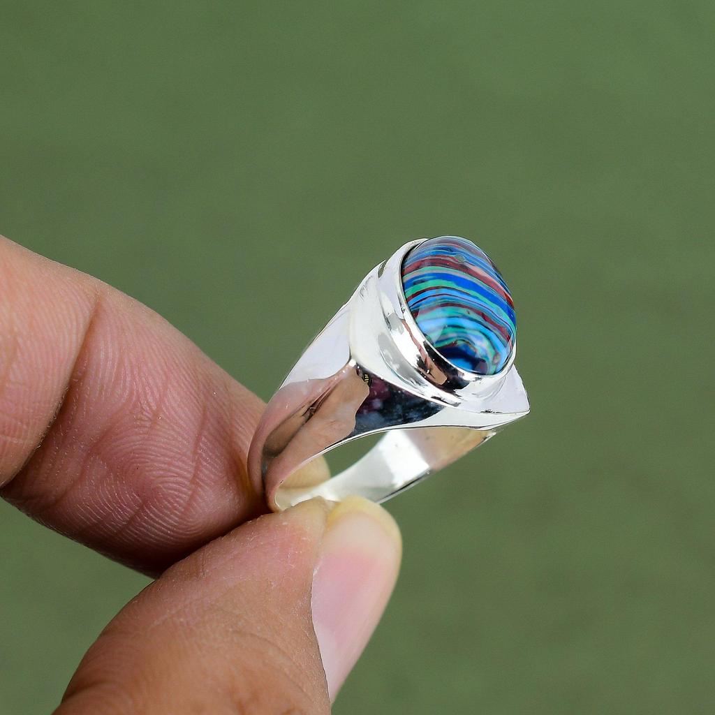 Rainbow Calsilica Ring 925 Sterling Silver Ring Birthstone Jewelry Dainty Gemstone Ring Handmade Jewelry Gift For Her Available In Ring Size