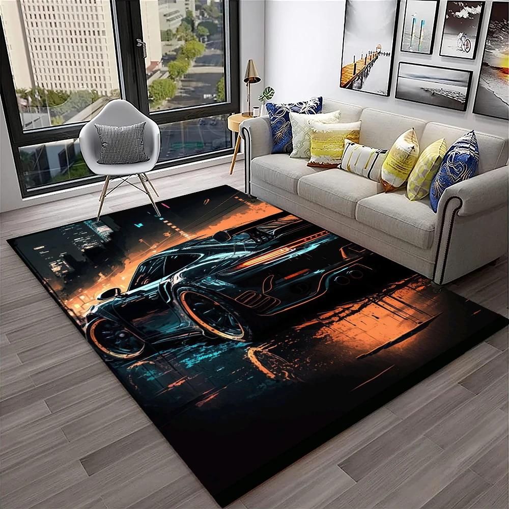 Racing Car Sports Car Carpet Rug for Home Living Room Bedroom Playroom Sofa Doormat Decor,Kids Game Area Rug Non Slip Floor Mat