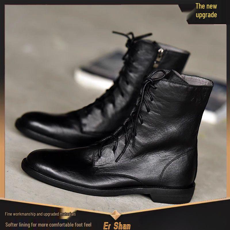 Minimalist Women's British Style Lace-Up Ankle Boots, Soft Leather, Flat Heel, Autumn/Winter 2025 Collection.