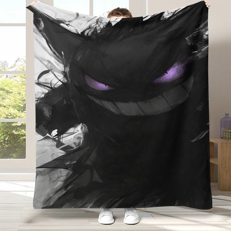 

Gengar Pokemon Cartoon Ectoplasma Flannel Blanket,Ultra Soft Warm Plush Throw for Home Bedroom Bed Sofa Cover Picnic gift 75x90cm
