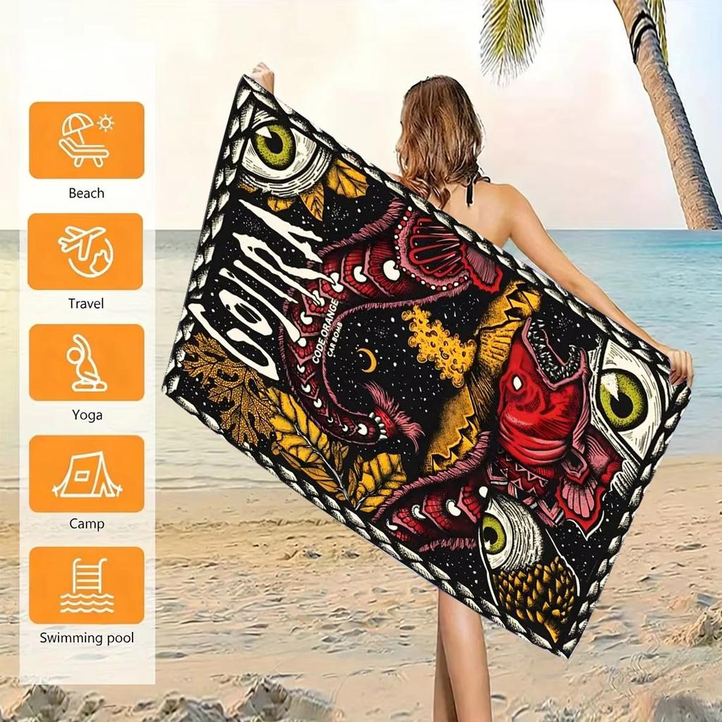1pc Blaspheme Fallen Angel Of Doom Horned Demon Beach Towel Microfiber Quick Dry Bath Towel For Pool Beach Travel Extreme Metal