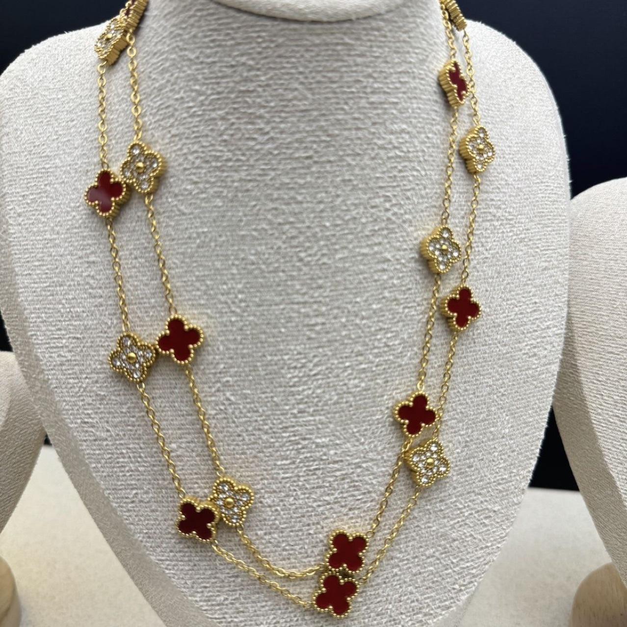 

13 мм титановая сталь 90 см 20 цветов четырехлистный клевер ожерелье высококачественный женский свитер цепь 18K