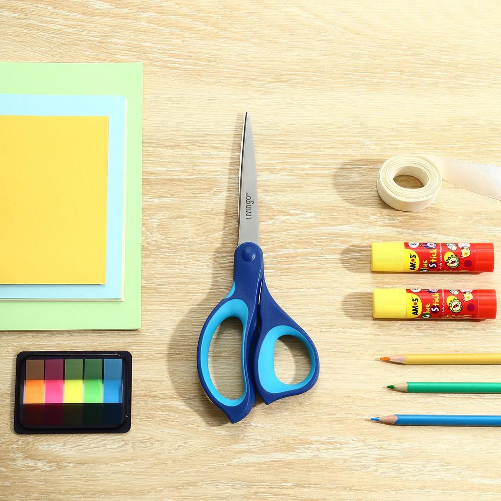 HOEAEA LIVINGO Scissors All LIVINGO Scissors Set of 3 Sharp Stainless Steel Blades and Soft Rubber Ideal for Cutting Fabric and Paper In the or