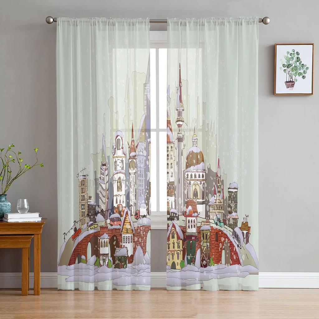 Luxury Fairy Tale Princess Pink Castle Radial Tulle Curtain Bedroom Window Cafe Hotel Decor Living Room Drape Curtains Light Filtering Polyester Area