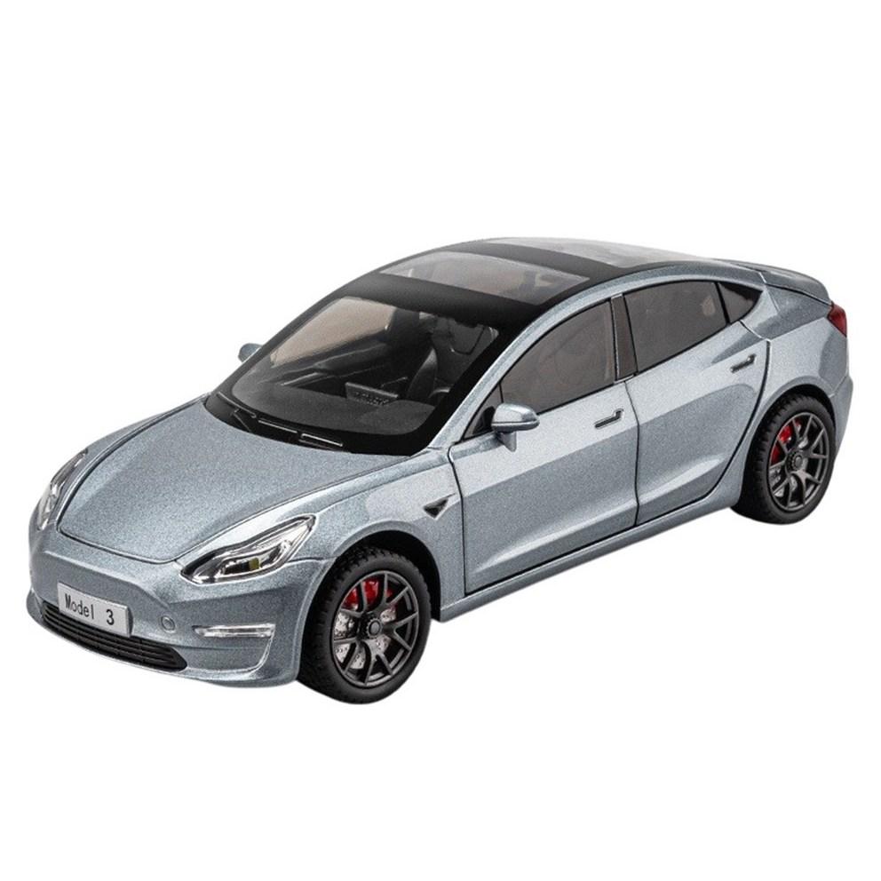 Premium 1:24 Scale Tesla Model 3 Diecast Metal Alloy Pull-Back Toy Car Model - Gray