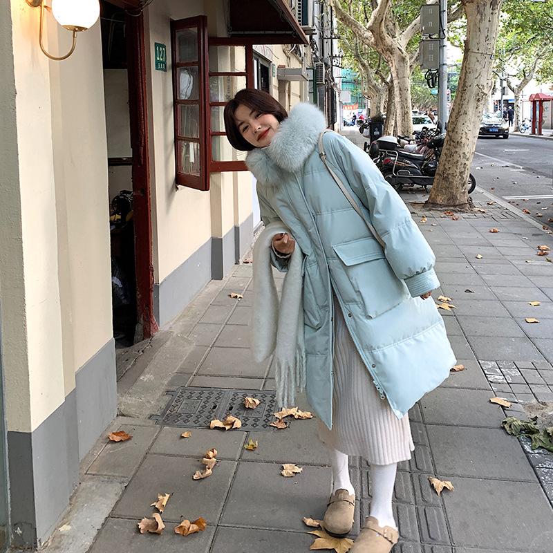 Down jacket women's medium and long winter 2024 new fashion foreign niche design sense white duck down thickened coat