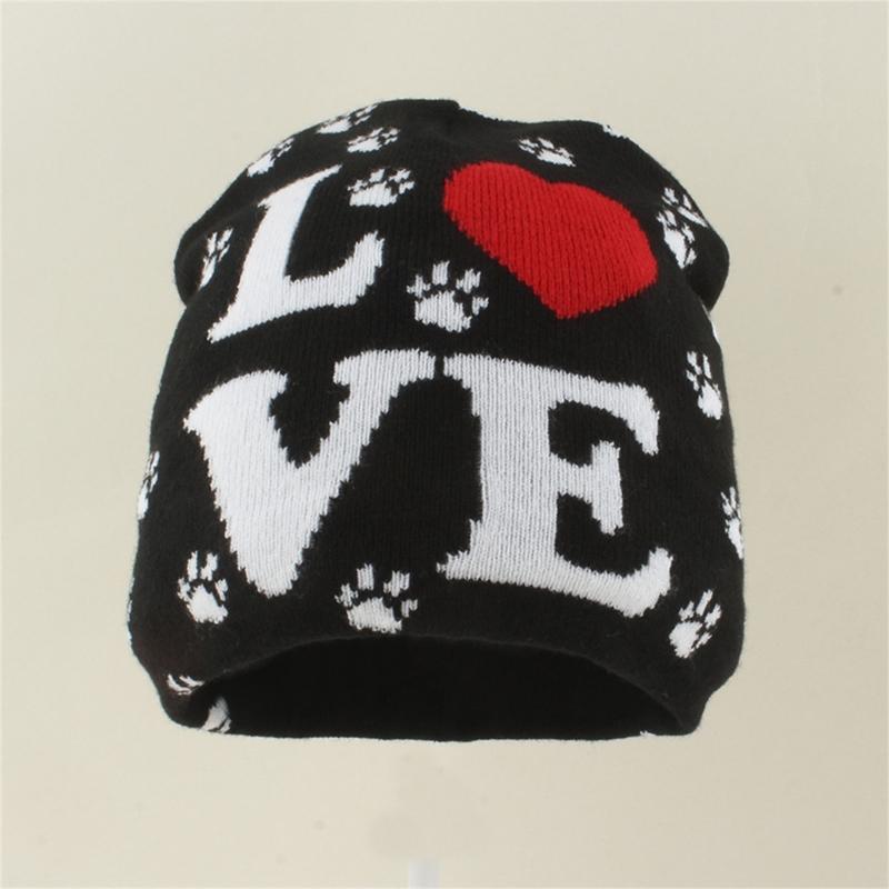 2000s Knit Brimless With Letter Heart Jacquard Design Soft Acrylic Winter Pullover Hat For Unisex Adults Teens Daily Wear
