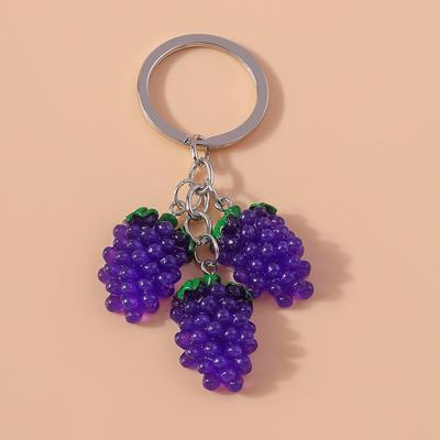 Cute Resin Simulation Fruit Keychain Grape Key Ring Pendant for Car Key Holder Women Girls Handbag Decor Handmade Jewelry Gift