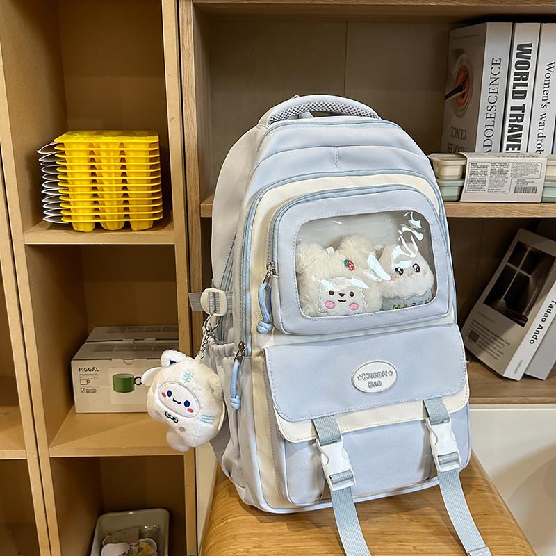 Simple Big Capacity Backpack With Transparent Compartments And Letter Decor