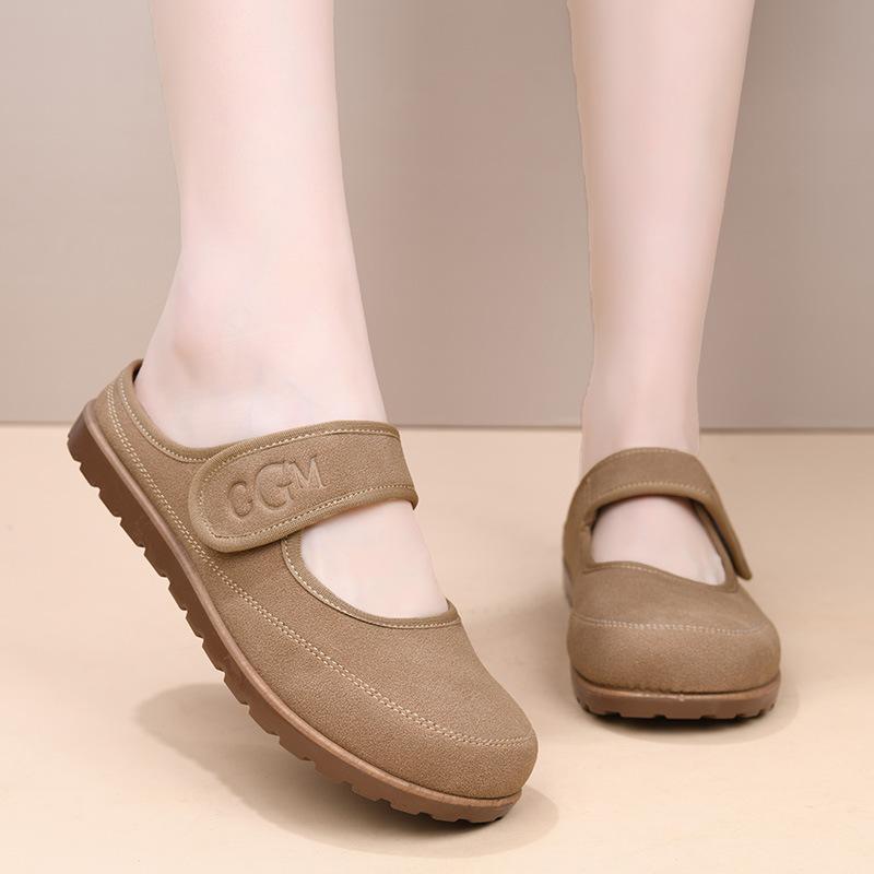 Xiaoxiangfeng Round Head Flat-bottomed Casual Single Shoes Women's 2025 New Summer Mother Shoes Soft-soled Breathable Half-pack Slippers Women