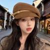 Korean Style Retro Suede Beret with Wide Brim for Autumn and Winter